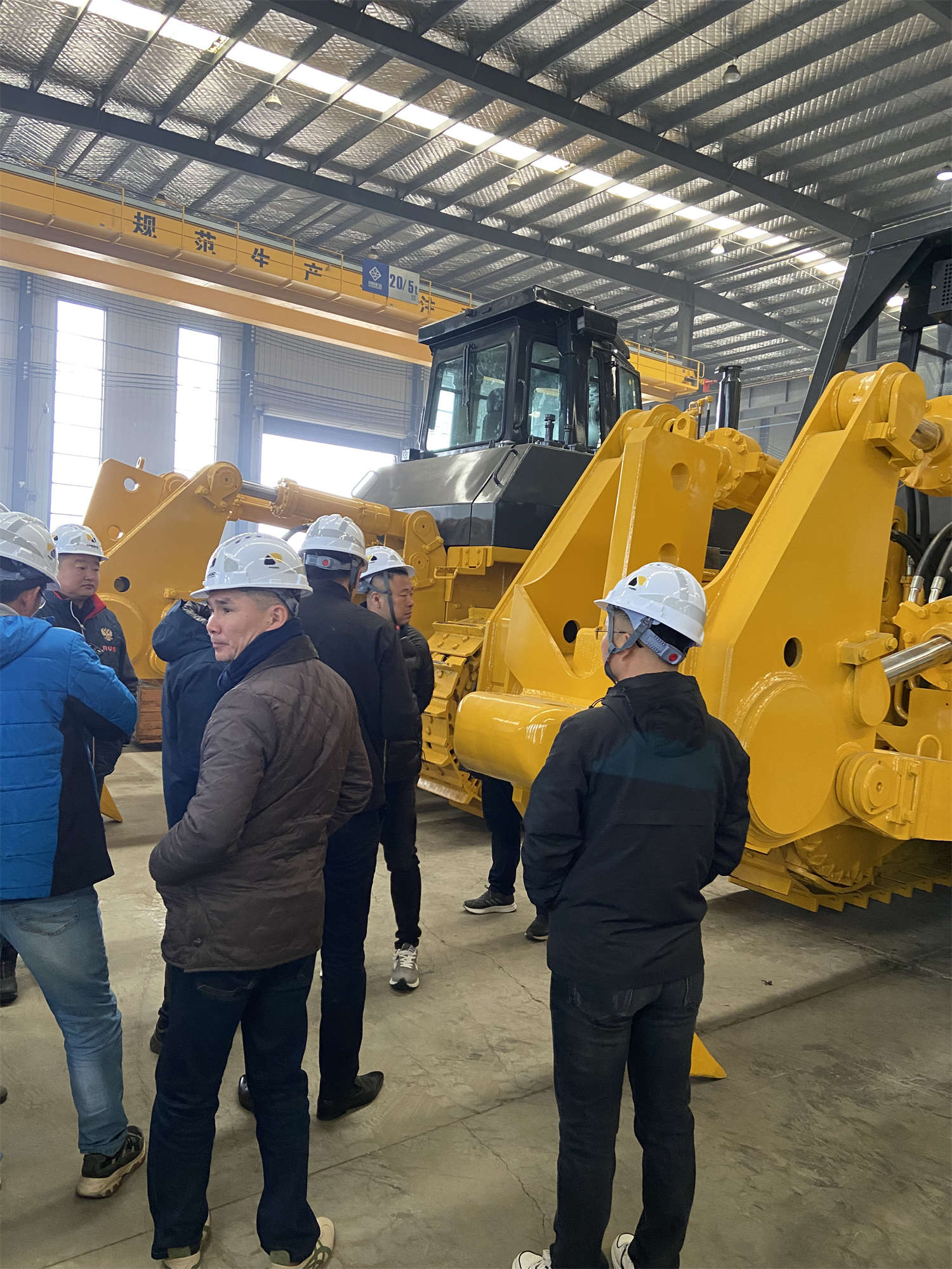 Bulldozer production workshop assembly line